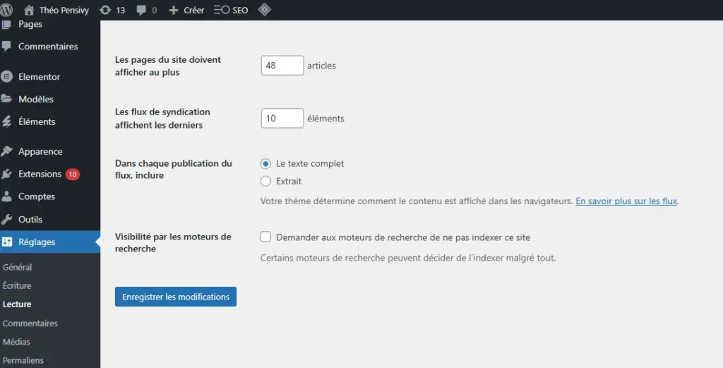 case a cocher wordpress visibilite sur les moteurs de recherche